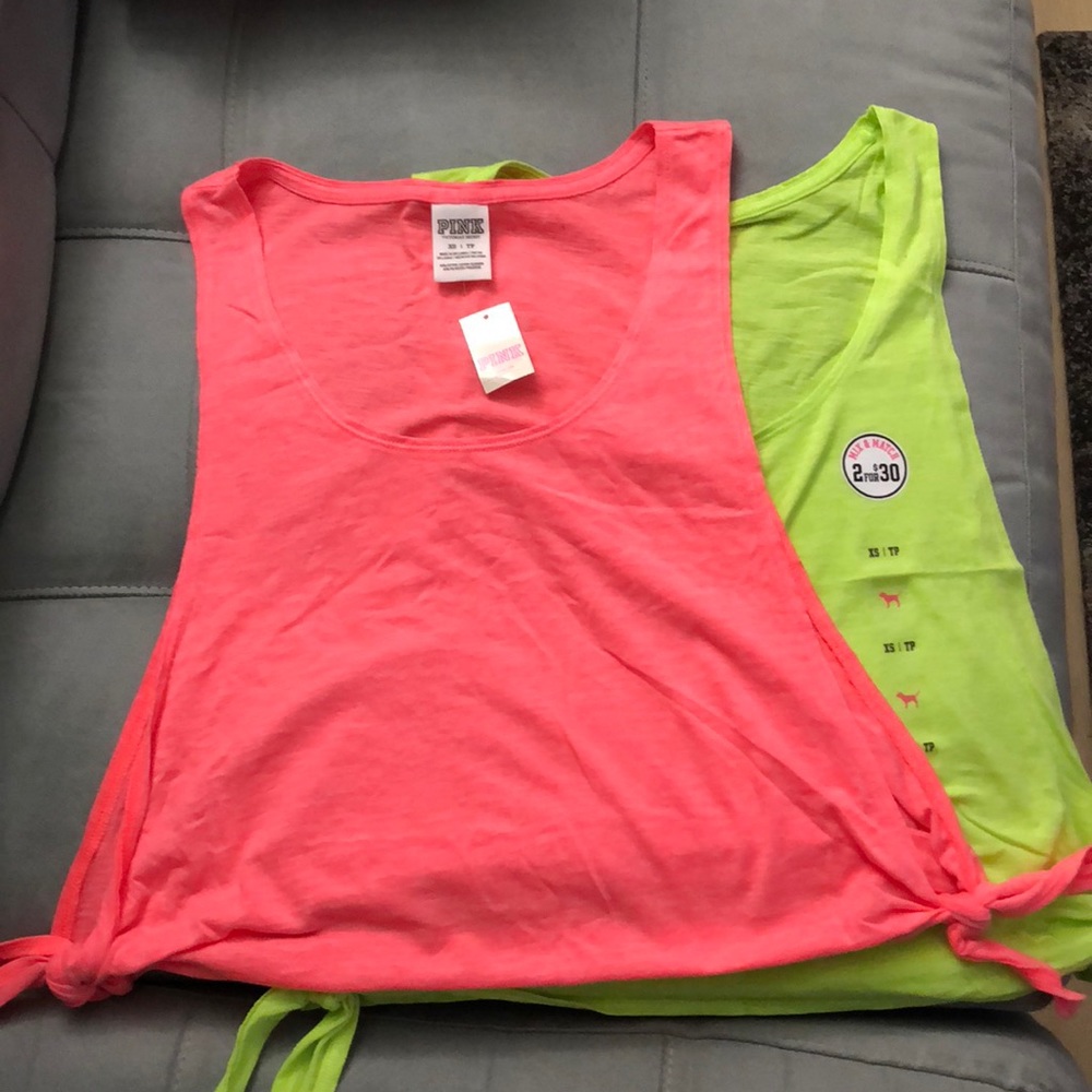 VS PINK SIDE TIE CROP TOPS